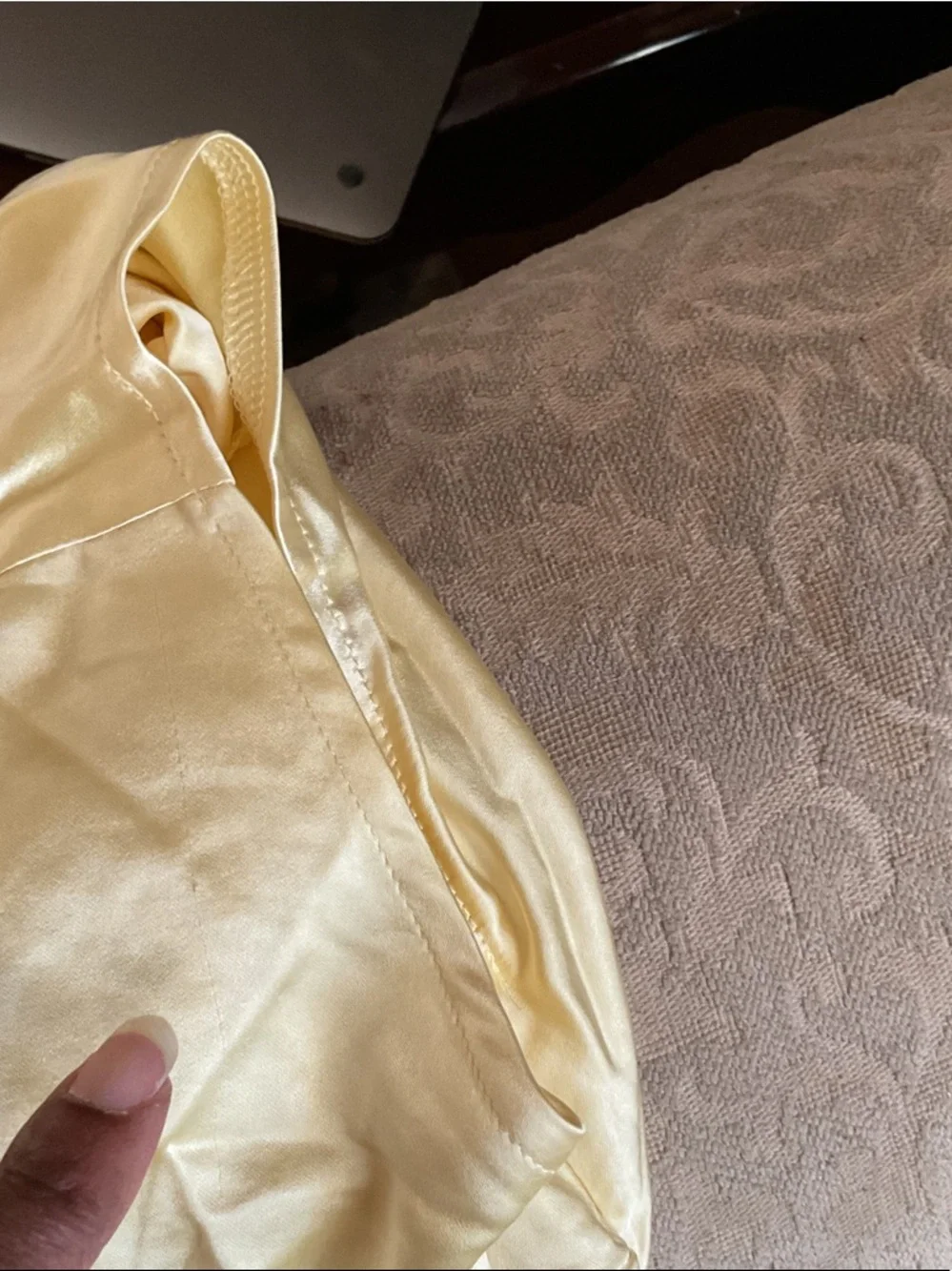 Selfie Leslie Satin Maxi Dress in Pale Yellow - Picture 5 of 7